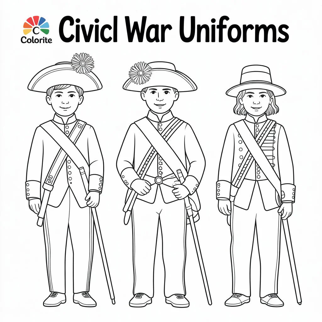 Civil War Uniforms – Historical Coloring Book (Digital Printable